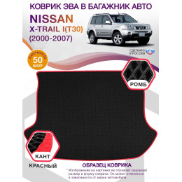 Коврик ЭВА в багажник Nissan X-Trail I(T30) 2000 - 2007, черный-красный кант