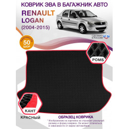 Коврик ЭВА в багажник Renault Logan I 2004 - 2015, черный-красный кант