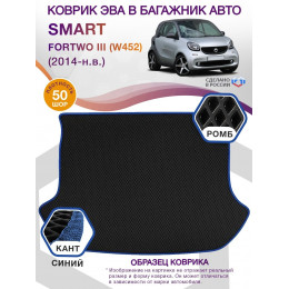 Коврик ЭВА в багажник Smart Fortwo III (W452) 2014 - н.в., черный-синий кант