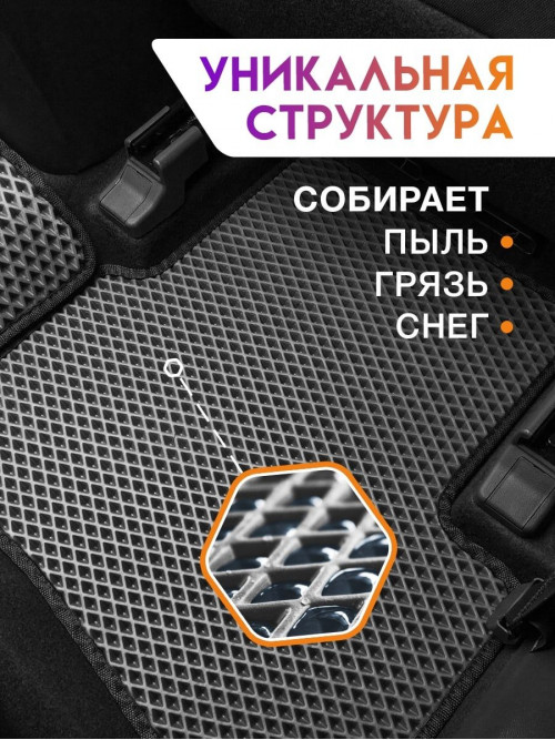 Коврики ЭВА в салон Toyota Land Cruiser Prado 120 2002 - 2009, серый-черный кант