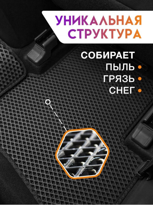 Коврики ЭВА в салон Chery Amulet(A15) I 2003 - 2012, черный-черный кант