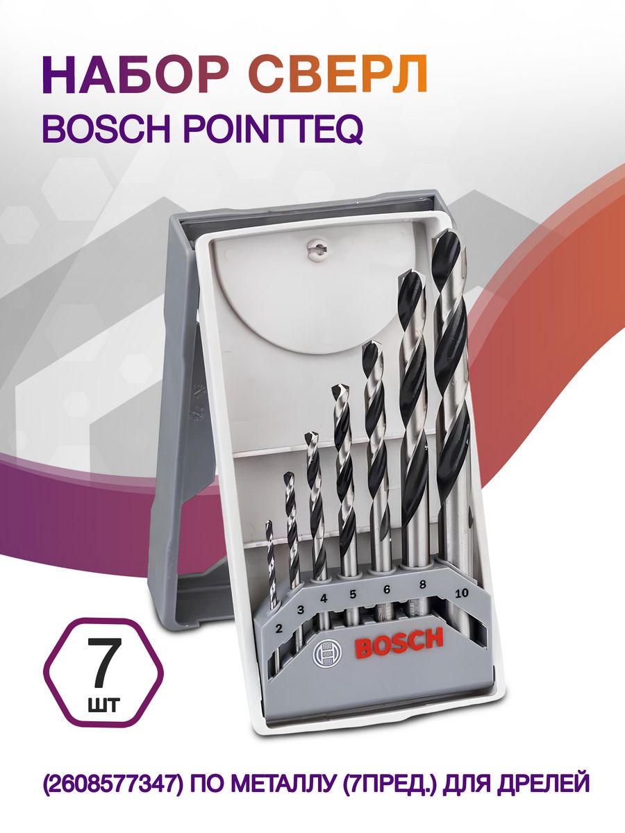 Набор сверл Bosch PointTeQ (2608577347) по металлу (7пред.) для дрелей
