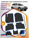 Коврики ЭВА в салон Hyundai Santa Fe I (Classic) 2000-2012, черный-синий кант