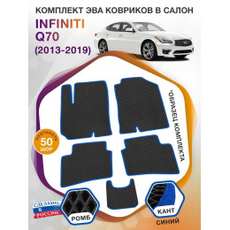 Коврики ЭВА в салон Infiniti Q70 I 2013 - 2019, черный-синий кант