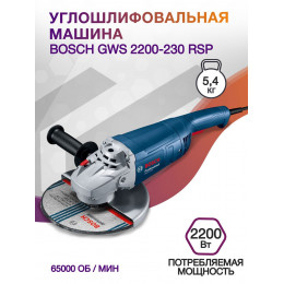 Углошлифовальная машина Bosch GWS 2200-230 RSP 2200Вт 6500об/мин рез.шпин.:M14 d=230мм