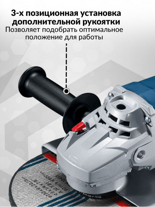 Углошлифовальная машина Bosch GWS 2200-230 RSP 2200Вт 6500об/мин рез.шпин.:M14 d=230мм