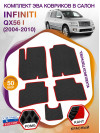 Коврики ЭВА в салон Infiniti QX56 I 5 мест 2004 - 2010, черный-красный кант