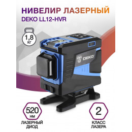 Уровень лазер. Deko LL12-HVR 2кл.лаз. 520нм цв.луч. зеленый 12луч. (065-0202)