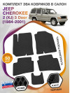 Коврики ЭВА в салон Jeep Cherokee II(XJ) 3 Door 1984-2001, черный-черный кант