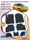 Коврики ЭВА в салон KIA Rio I 1999 - 2005, черный-синий кант