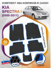 Коврики ЭВА в салон KIA Spectra I 2000 - 2011, черный-синий кант