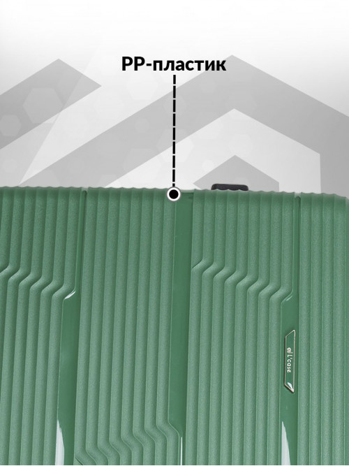 Набор чемоданов на колесах S + M + L (маленький, средний и большой), зеленый - Чемодан полипропилен, семейный Lcase