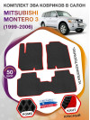 Коврики ЭВА в салон Mitsubishi Montero III 1999 - 2006, черный-красный кант