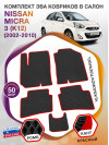 Коврики ЭВА в салон Nissan Micra III(K12) 2002 - 2010, черный-красный кант