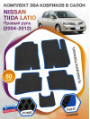 Коврики ЭВА в салон Nissan Tiida Latio I (правый руль) 2004-2012, черный-синий кант