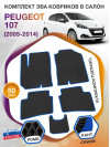 Коврики ЭВА в салон Peugeot 1007 I 2005 - 2009, черный-синий кант