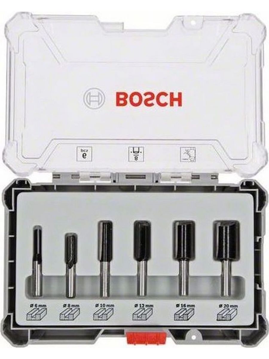 Набор фрез по дер. Bosch 2607017466 d(посад.)=8мм (фрезеры) (упак.:6шт)