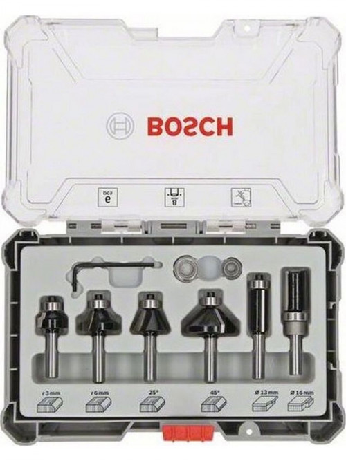 Набор фрез по дер. Bosch 2607017469 d(посад.)=8мм (фрезеры) (упак.:6шт)