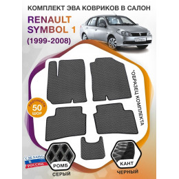 Коврики ЭВА в салон Renault Symbol I 1999 - 2008, серый-черный кант