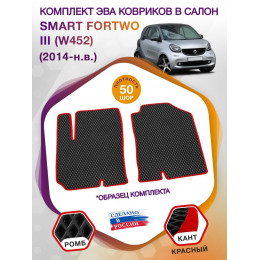 Коврики ЭВА в салон Smart Fortwo III (W452) 2014 - н.в., черный-красный кант