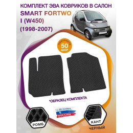 Коврики ЭВА в салон Smart Fortwo I (W450) 1998 - 2007, черный-черный кант