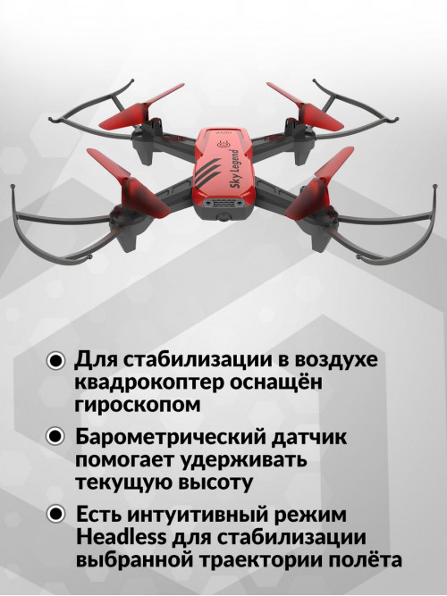 Квадрокоптер Hiper SKY LEGEND FPV 0.3Mpix 480р WiFi ПДУ черный