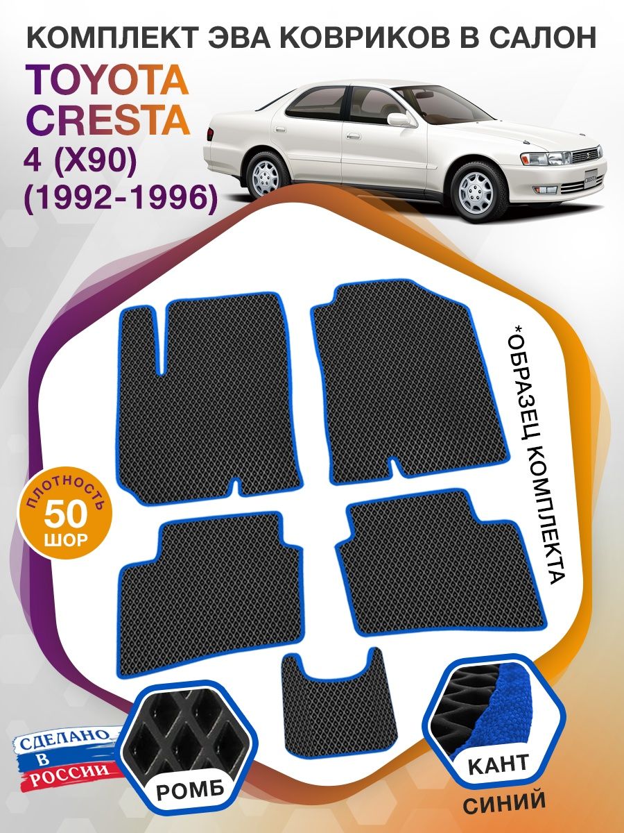 Коврики ЭВА в салон Toyota Cresta IV (X90) 1992 - 1996, черный-синий кант