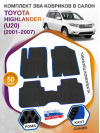 Коврики ЭВА в салон Toyota Highlander I (U20) 2001 - 2007, черный-синий кант