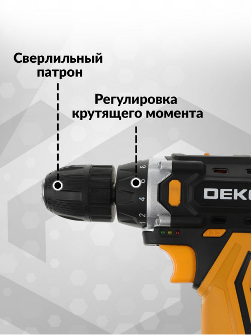 Дрель-шуруповерт Deko DKCD12FU-Li SET3 аккум. патрон:быстрозажимной (кейс в комплекте) (063-4173)