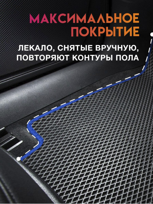 Коврики ЭВА в салон Москвич Князь Владимир I 1997 - 2002, черный-синий кант