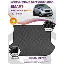 Коврик ЭВА в багажник Smart Fortwo III (W452) 2014 - н.в., серый-черный кант