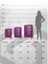 Набор чемоданов на колесах S + M + L (маленький, средний и большой), фиолетовый - Чемодан полипропилен, семейный Lcase