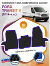 Коврики ЭВА в салон Ford Transit VIII 2014 - н.в., черный-синий кант