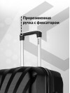 Набор чемодан на колесах M средний + бьюти кейс, черный - Чемодан семейный, бьюти кейс дорожный, ABS - пластик Lcase