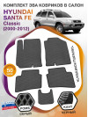 Коврики ЭВА в салон Hyundai Santa Fe I (Classic) 2000-2012, серый-черный кант