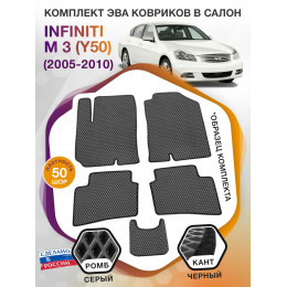 Коврики ЭВА в салон Infiniti M III (Y50) 2005 - 2010, серый-черный кант