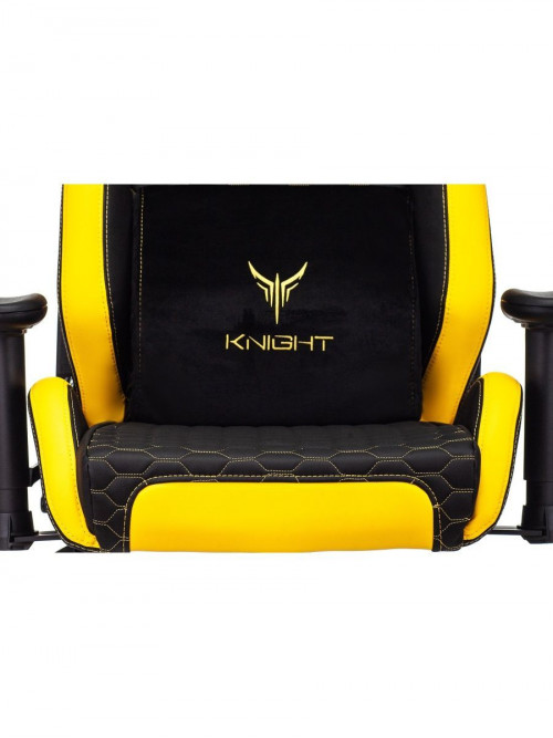 Кресло игровое Knight Neon черный/желтый соты эко.кожа с подголов. крестов. металл KNIGHT NEON YELLOW