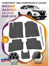 Коврики ЭВА в салон Nissan Qashqai+2 I(J10) 5 мест 2006-2013, серый-черный кант