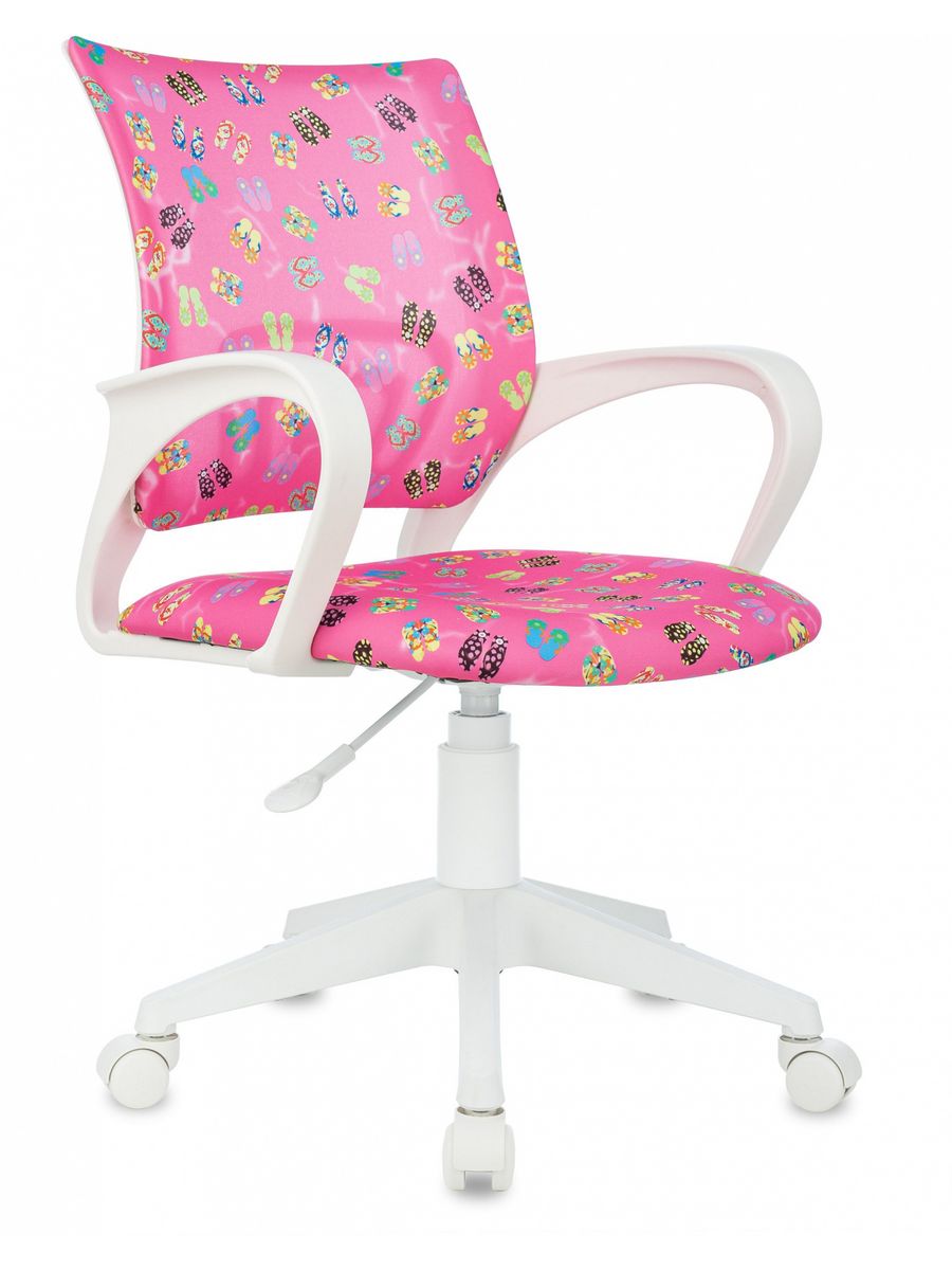 Кресло детское BUROKIDS 1 W розовый сланцы крестов. пластик пластик белый