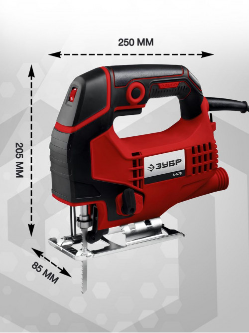 Лобзик Зубр Л-570 +1пил. 570Вт 3000ходов/мин (элект.сеть)