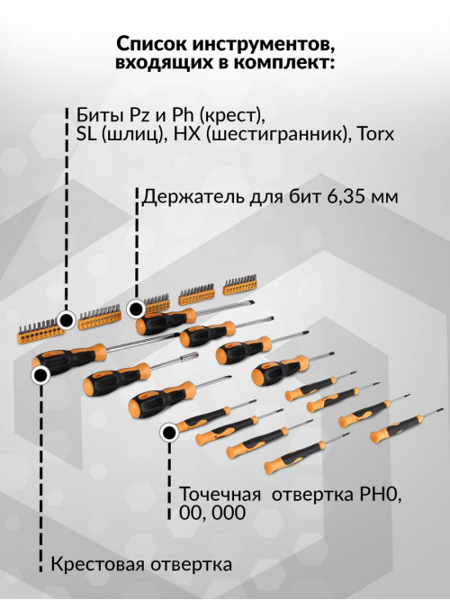 Набор инструментов Deko DKMT65 65 предметов (жесткий кейс)