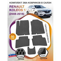 Коврики ЭВА в салон Renault Koleos I 2008 - 2016, серый-черный кант