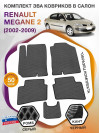 Коврики ЭВА в салон Renault Megane II 2002 - 2009, серый-черный кант