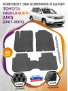 Коврики ЭВА в салон Toyota Highlander I (U20) 2001 - 2007, серый-черный кант