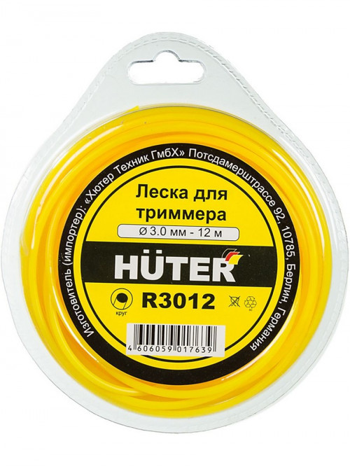 Леска для садовых триммеров Huter R3012 d=3мм L=12м для Huter GGT-1900S(T) (71/2/1)