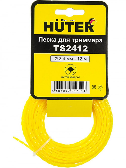 Леска для садовых триммеров Huter TS2412 d=2.4мм L=12м для GGT-800S(T)/1000S(T)/1300S(T)/1500S(T) (7