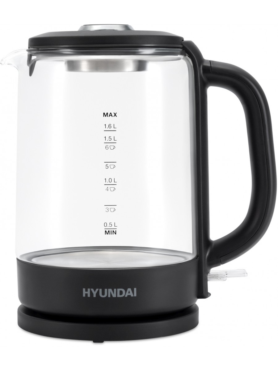Чайник Hyundai HYK-G3402 1.7л. 2200Вт серый/серебристый (стекло/пластик)