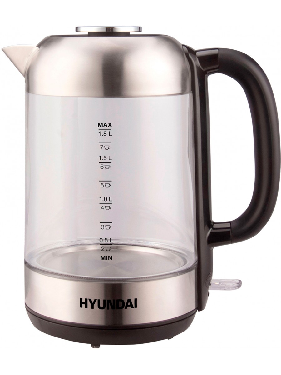 Чайник Hyundai HYK-G4034 1.8л. 2200Вт черный/прозрачный (стекло/пластик)