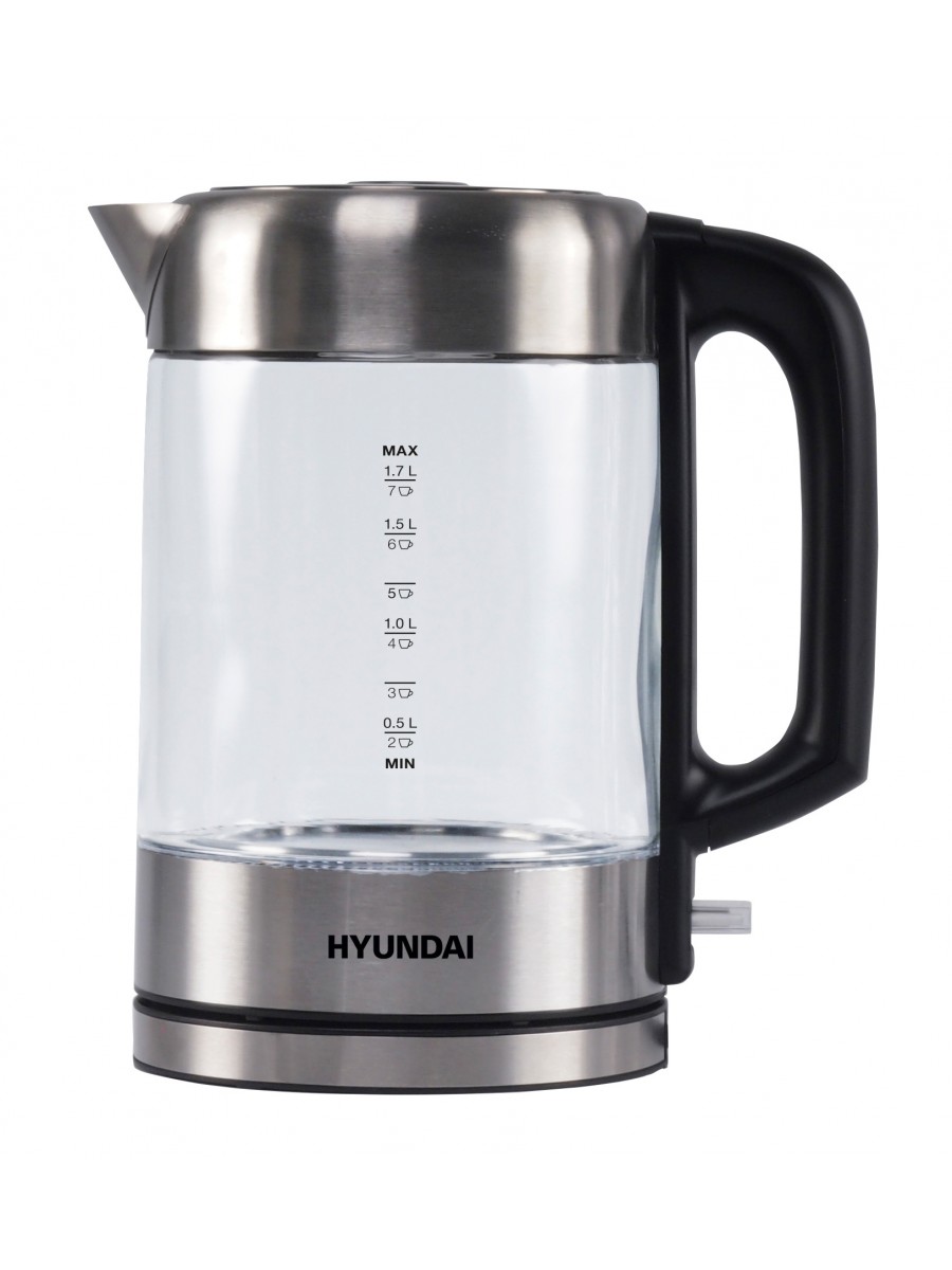 Чайник Hyundai HYK-G6405 1.7л. 2200Вт черный/серебристый (стекло/пластик)