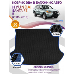 Коврик ЭВА в багажник Hyundai Santa Fe II 2005-2010, черный-синий кант